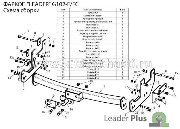 Фаркоп  Leader Plus Haval H5 G102-FC